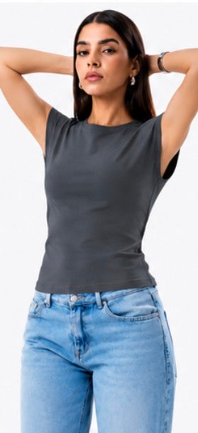 Neck Ribbed Top