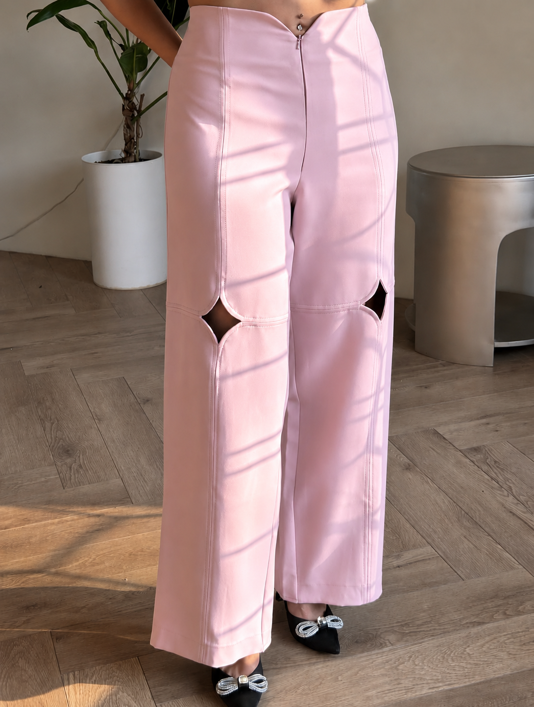 Wide-Leg Cutout Trousers