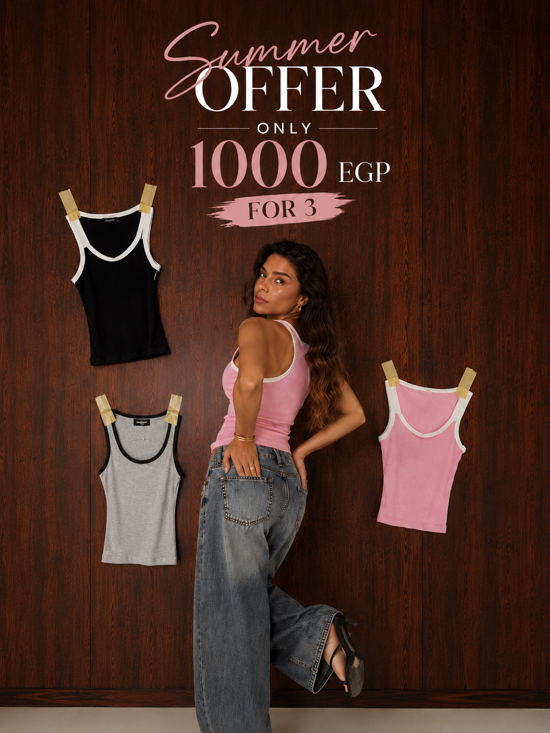 Summer offer Ribbed Tank Top  x White