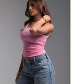 Ribbed Tank Top  x White