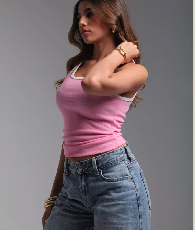 Ribbed Tank Top  x White
