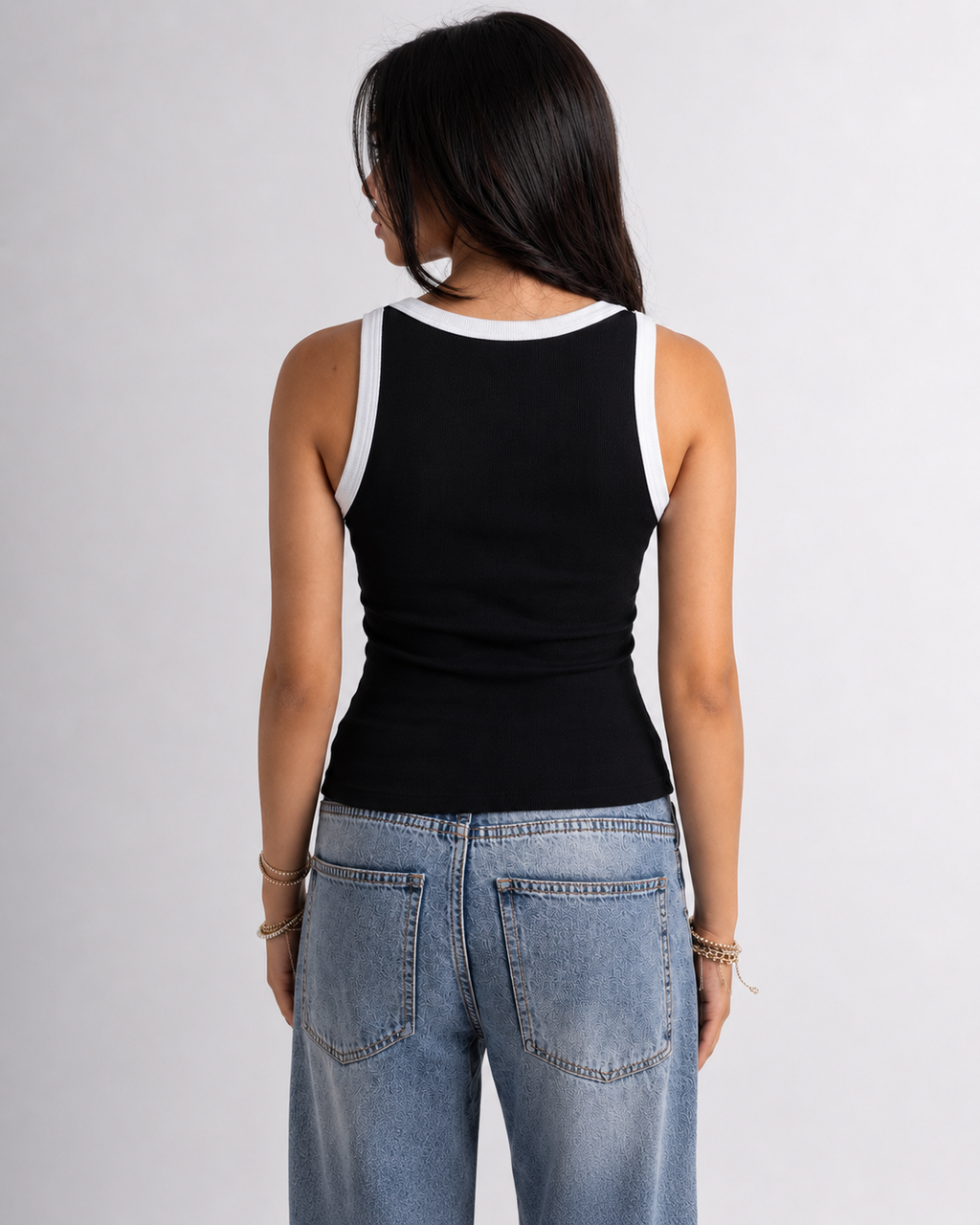 Ribbed Tank Top  x White