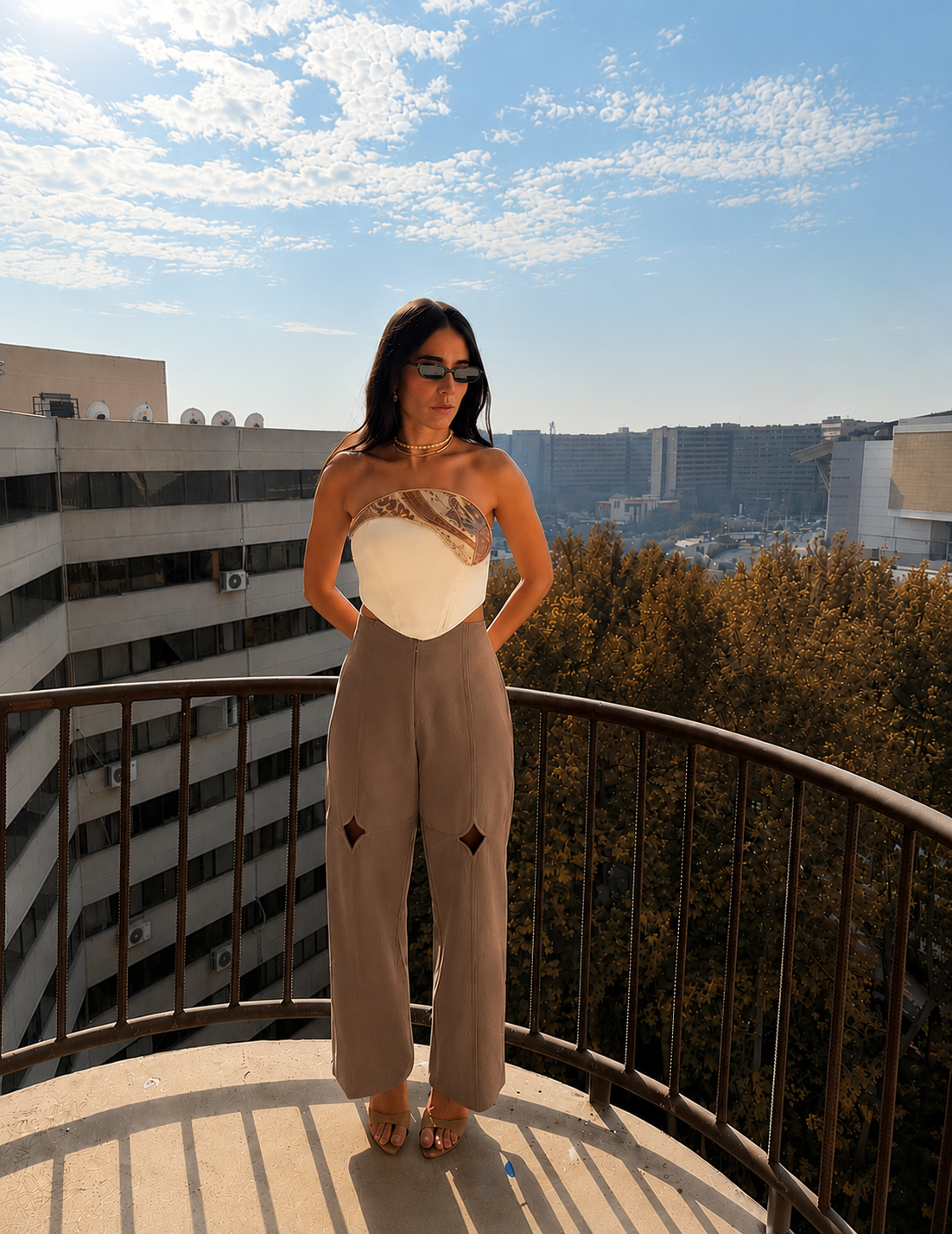 Wide-Leg Cutout Trousers
