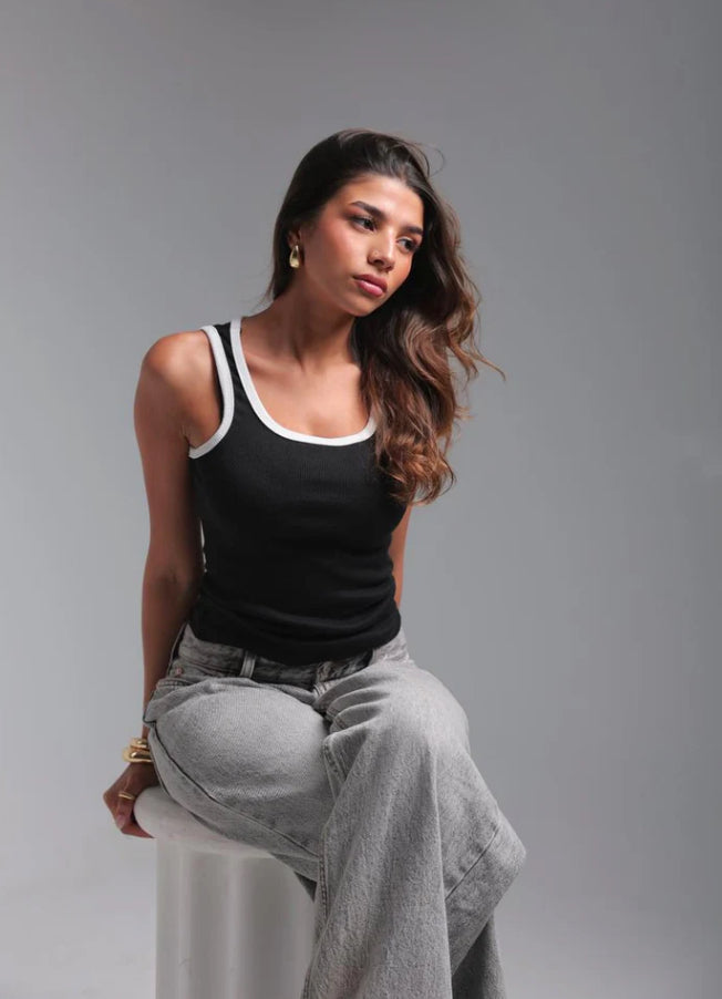 Ribbed Tank Top  x White