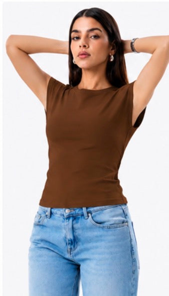 Neck Ribbed Top