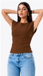 Neck Ribbed Top