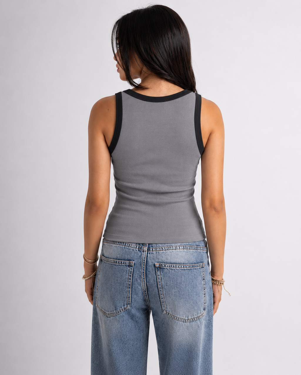 Ribbed Tank Top  x White