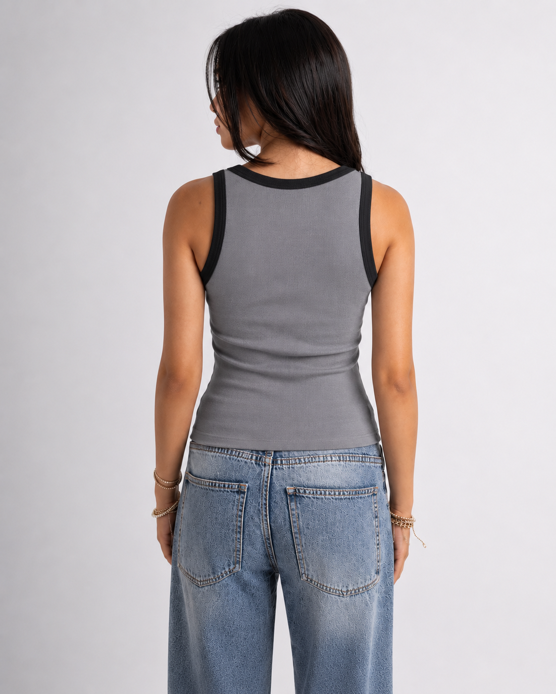 Ribbed Tank Top  x White