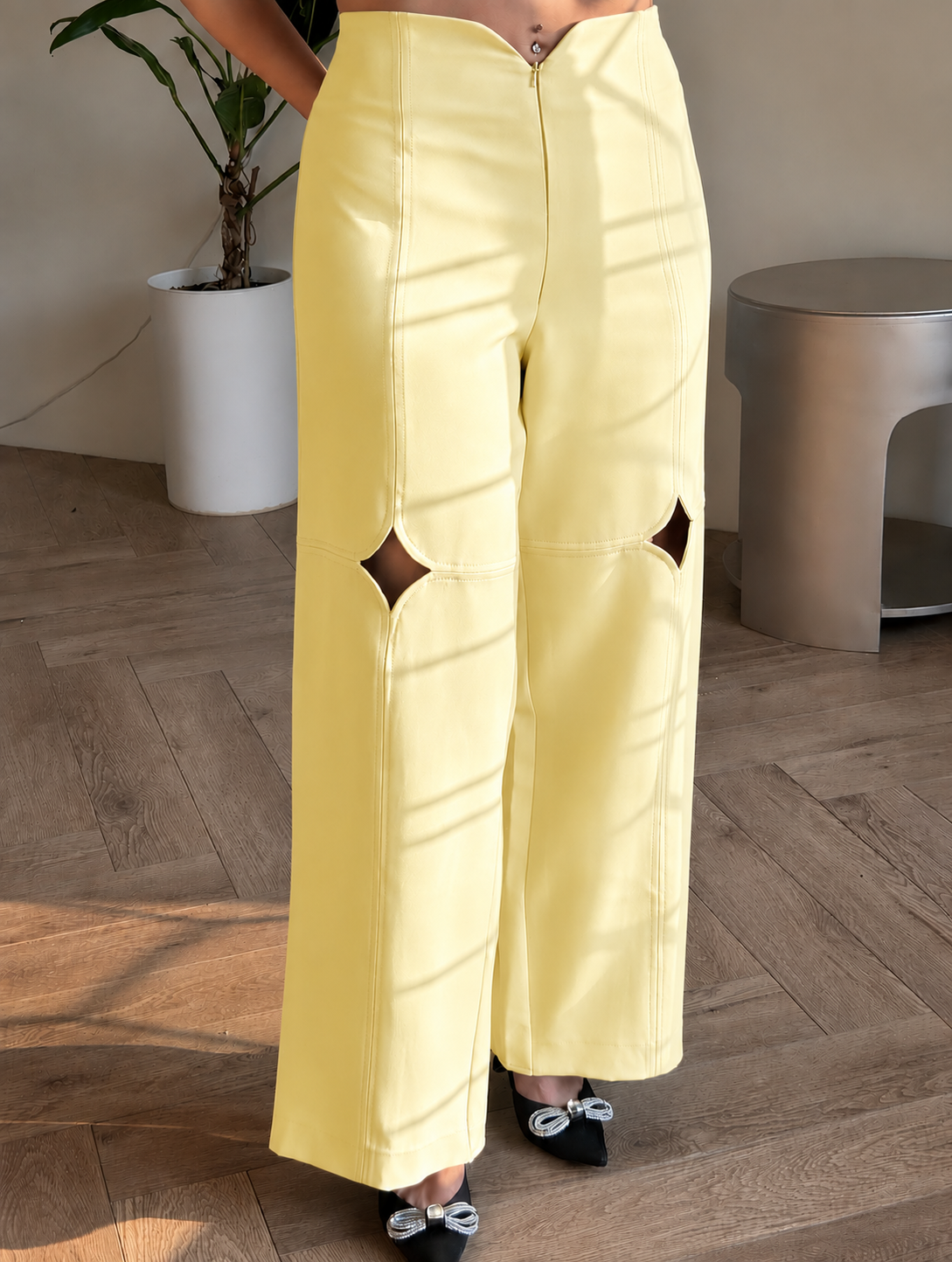Wide-Leg Cutout Trousers