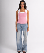 Ribbed Tank Top  x White
