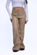 BLACK WIDE LEG LEATHER PANTS