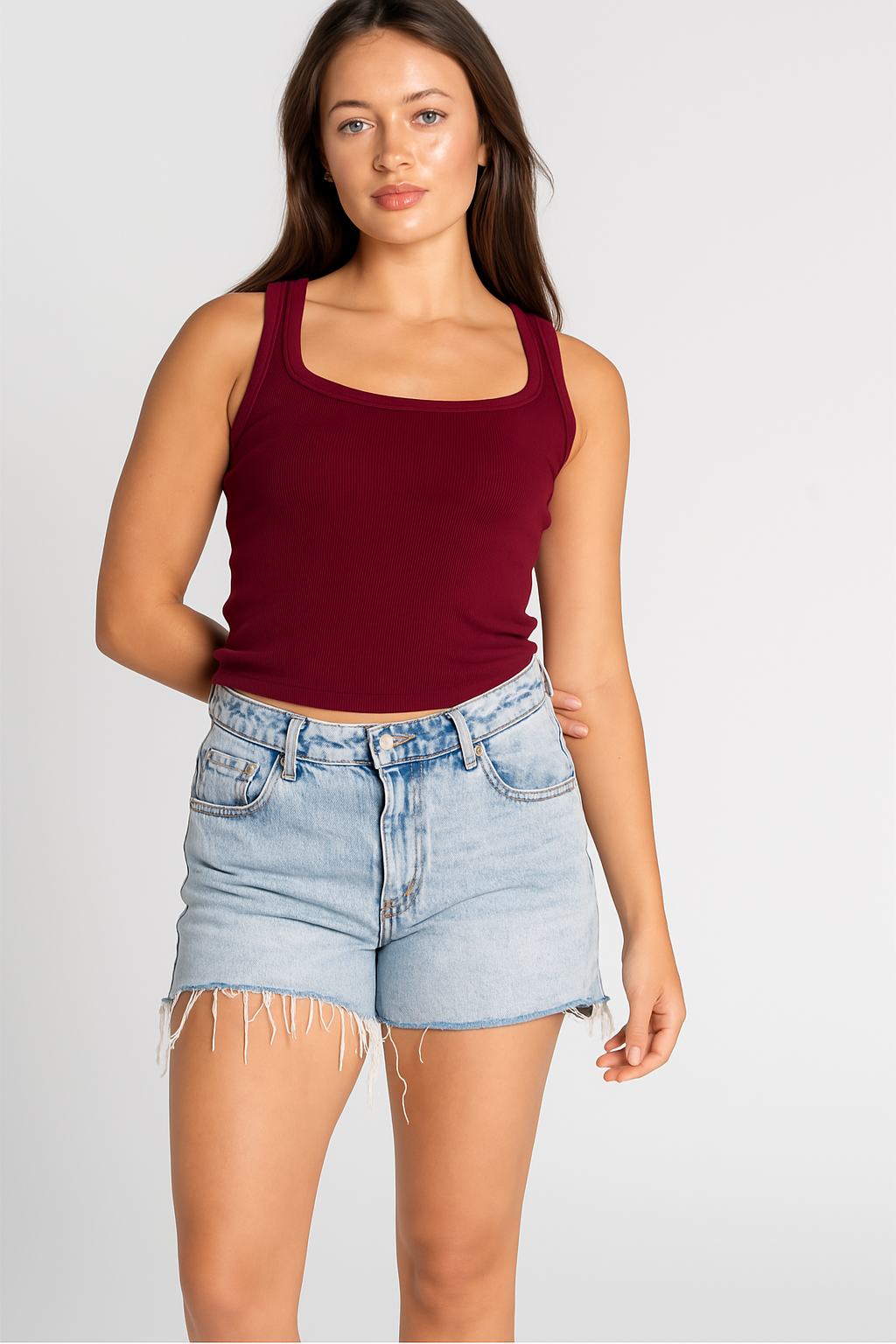 Ribbed Square neck