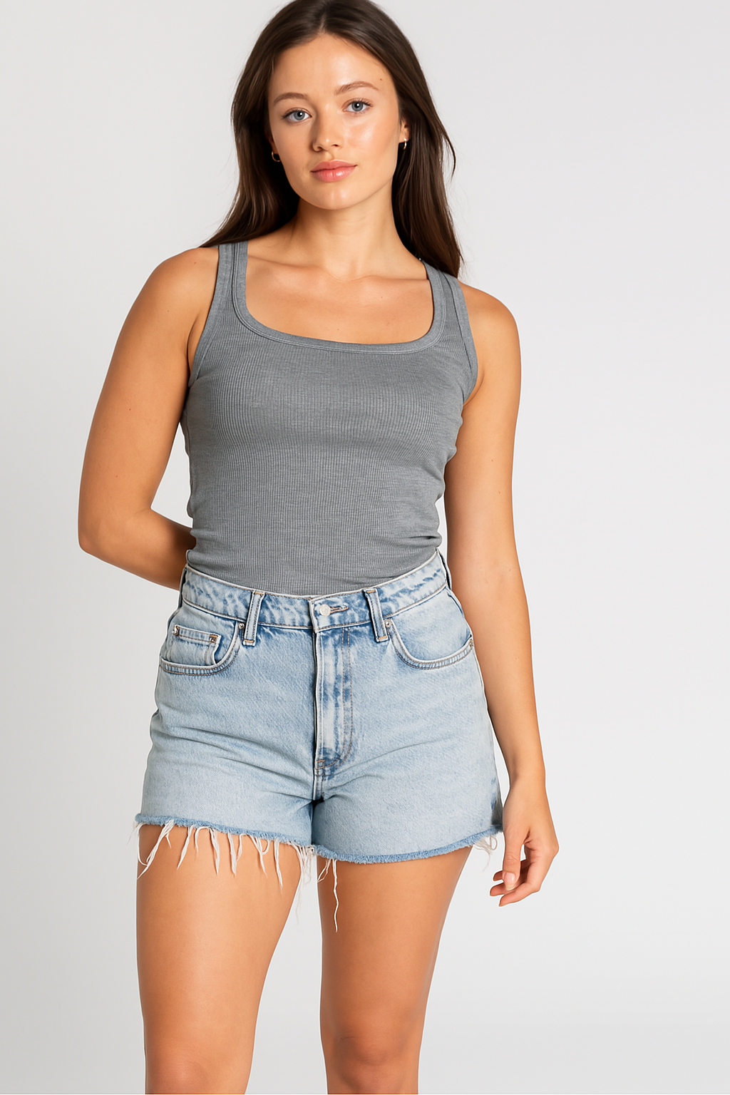 Ribbed Square neck