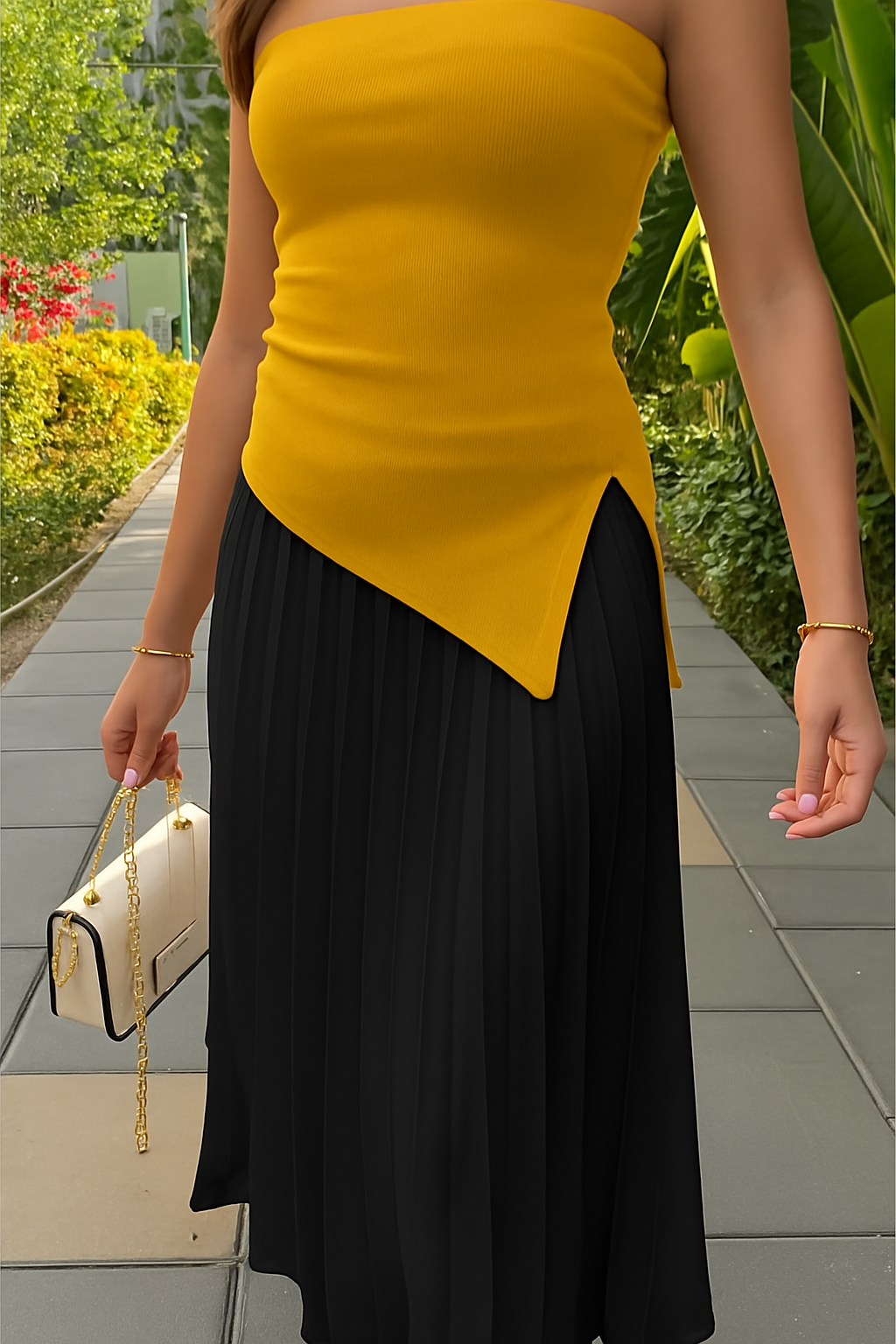 Asymmetrical Strapless Top